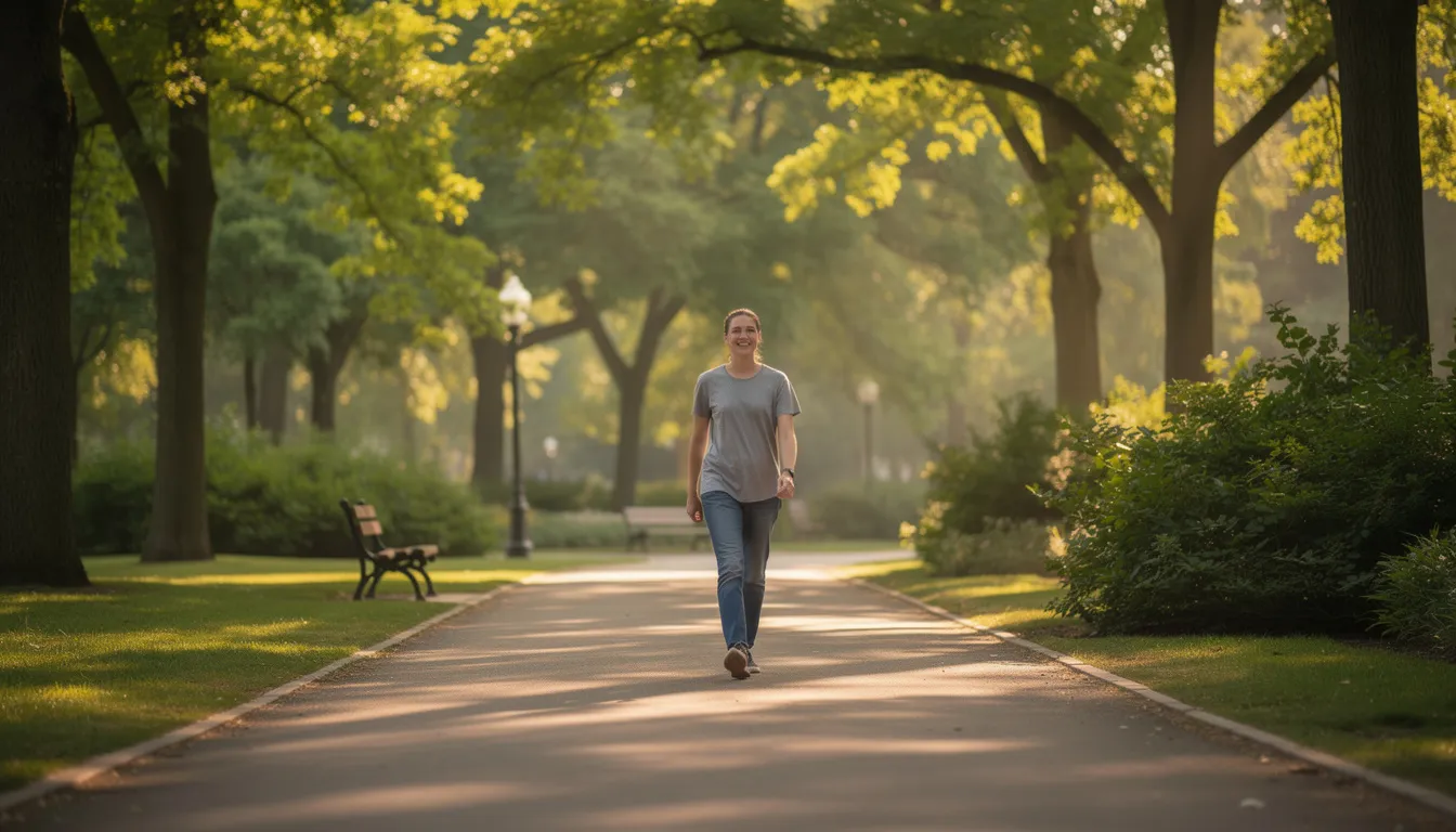 A calm outdoor park scene representing balance and wellbeing — underscoring Casumo Casino UK's commitment to responsible gambling and player welfare.